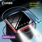 CASEIER Power Bank 10000 мАч для iPhone портативное зарядное устройство с кабелем LED зеркало Power Bank Внешняя аккумуляторная батарея повербанк