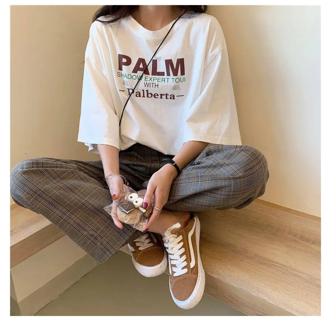 

Women Summer Casual T-shirts New 2021 Fashion Korean Style Streetwear Harajuku T shirt Female Loose Cotton Tops Tees