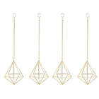 Настенный подвесной металлический держатель для подвесная тилландсия, 4 шт., в скандинавском стиле, с геометрическим узором, для стойка для растений