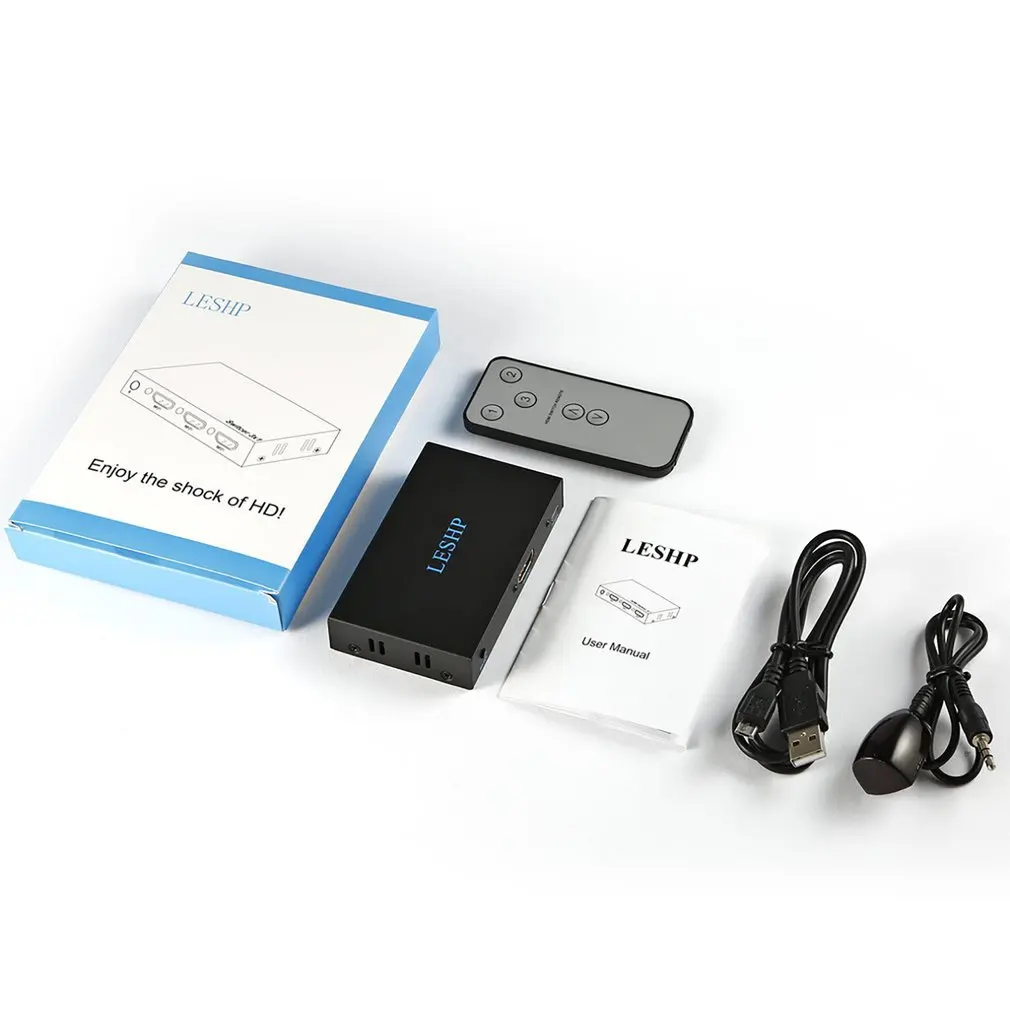 

Leshp Black Portable Plug And Play Low Power Consumption 4K -compatible Switcher 1 In 2 Out Two Port 1.4V Splitter Box Hub