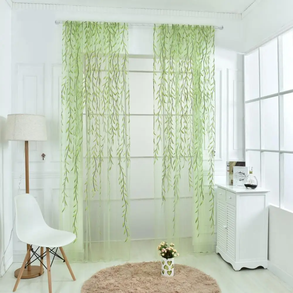 Willow Pattern Voile Window Curtain Sheer Panel Drapes Scarfs Curtains For Living Room Tulle | Дом и сад