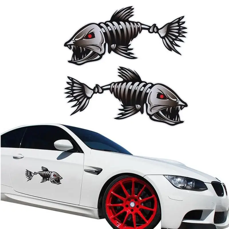 1 пара наклеек для автомобиля на Хэллоуин с изображением рыбьей кости украшение