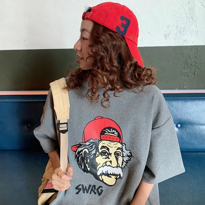 

Short Sleeve T-shirt Women Loose-Fit Korean-style Harajuku Style Fashion Round Neckline T-shirt Women