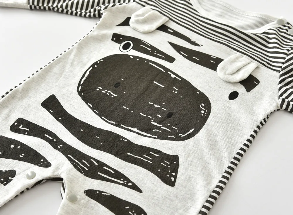 2021 Autumn New Fashion Baby Boy Clothes Set Cows Cute Gray Striped Rompers+Hat 2Pcs Newborn Clothing |