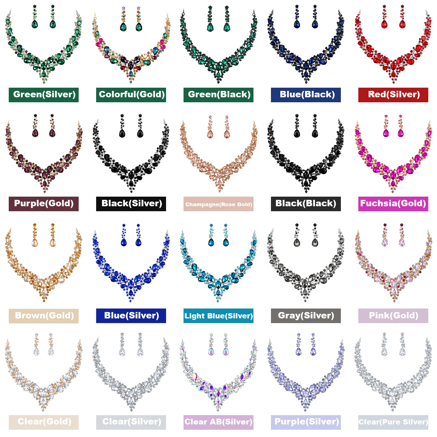 Ожерелье серьги для женщин колье Femme шеи звено цепи модные вечерние комплект