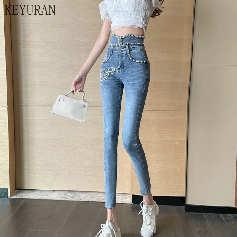 Сексуальные Джинсы бойфренда Traf Стразы джинсы с бусинами для женщин 2021 новые