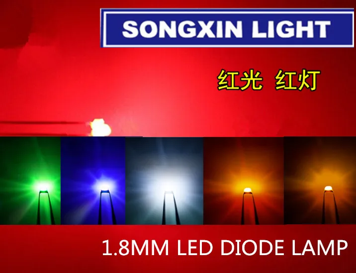 1000PCS 1.8 mm LED diode Light White Yellow Red Green Orange Blue Original color DIP Diffused | Обустройство дома