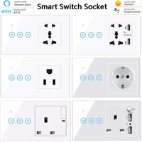 wifi smart switch socket wall touch switches wireless light power voice control outlet usb charger adapter work with google home