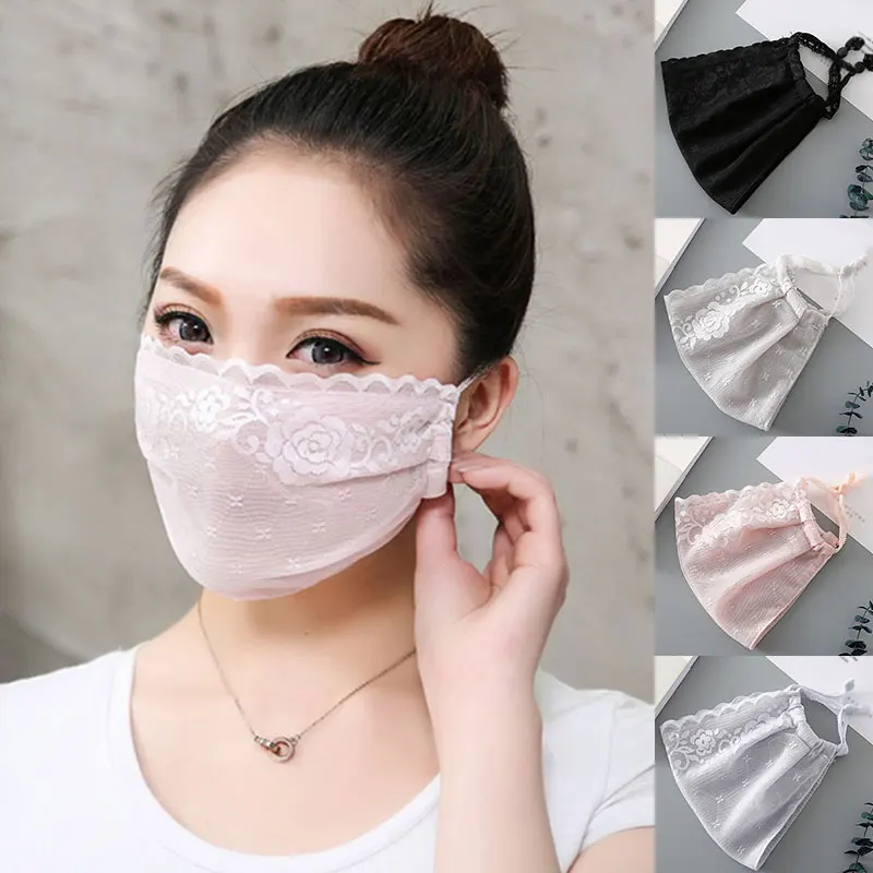 Летняя тонкая шифоновая Солнцезащитная маска для лица модные женские Кружевные