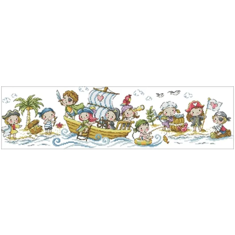 

11/14/16/18/22/25/28CT choose color Little pirate patterns Counted Cross Stitch Cross Stitch Kits Embroidery Needlework Sets