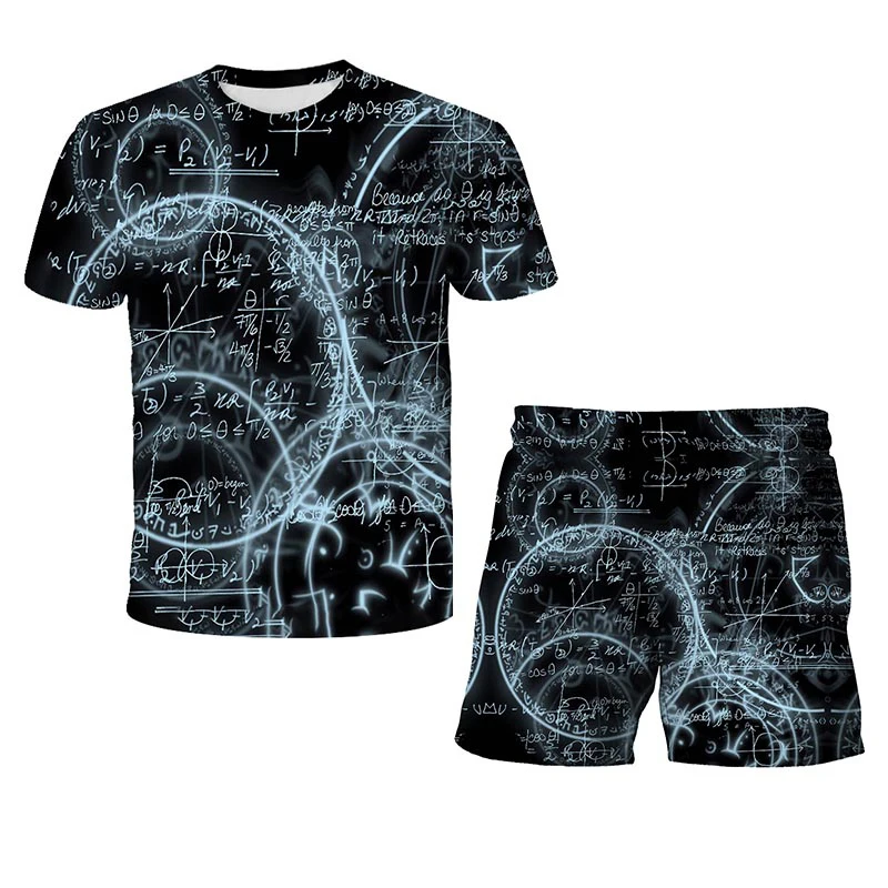 

2021 New Boys and Girls Cotton T-shirt Set Math 3D Printing Set Digital Geometry Area Troy Physical Science Chemistry Top