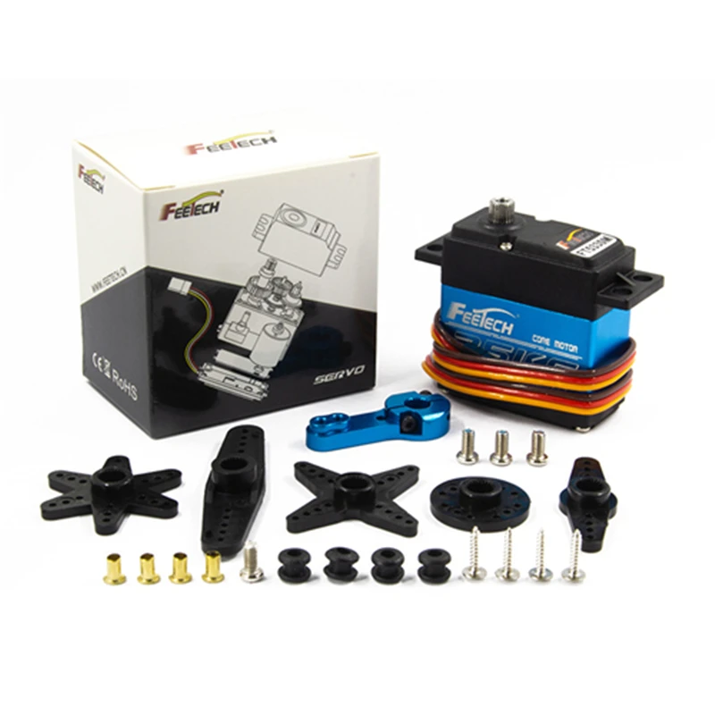 FEETECH-Servo resistente al agua, 7,4 V, 20kg, 25KG, 35kg, 180 grados, Digital de aluminio, Servo de carcasa media con brazo de 25T para coches de control remoto 1/8, 1/10-5
