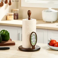 household kitchen paper towel rack wooden vertical desktop paper roll holder simple and creative solid color storage rack