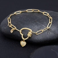 new fashion chain heart bracelets for man women gold color high quality female party wedding jewelry handmade pendant gifts