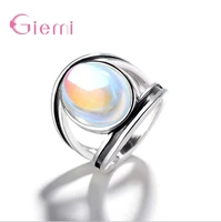 fashion womens ring 925 sterling silver natural gemstone moonstone ring for females party gift jewelry
