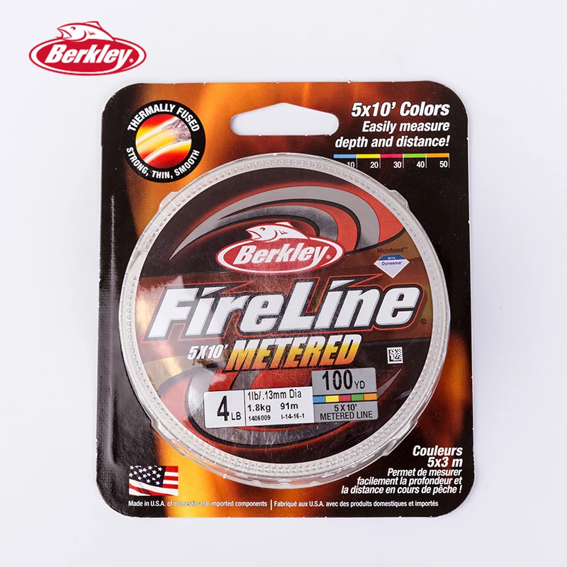 Berkley FireLine 5-color Metered 4lb-20lb рыболовные линии измерения глубины расстояние Морской Карп Рыбалка Pesca Peche 100yd/91m