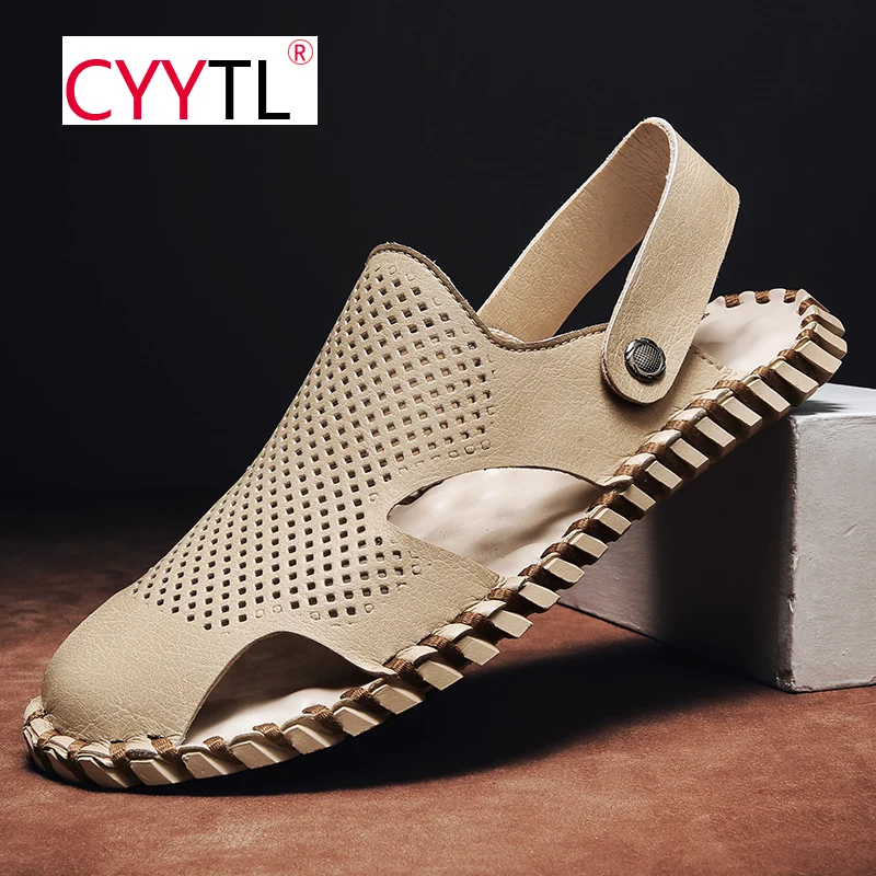 

CYYTL Breathable Summer Closed Toe Sandals Slippers 2 Wearing Outdoor Beach Adjustable Strap Leather Shoes for Casual Fisherman