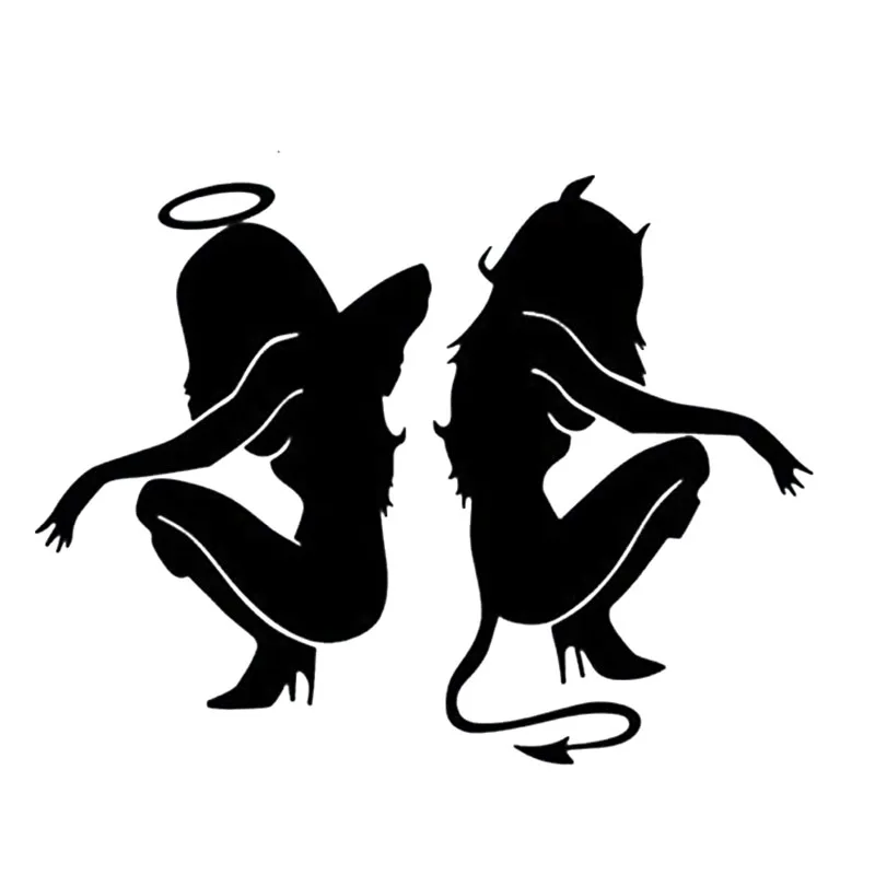 

20x15cm Angels and Demons Sexy Personality Car Stickers Decoration for Toyota Ford Chevrolet VW Renault Opel Honda Kia Lada