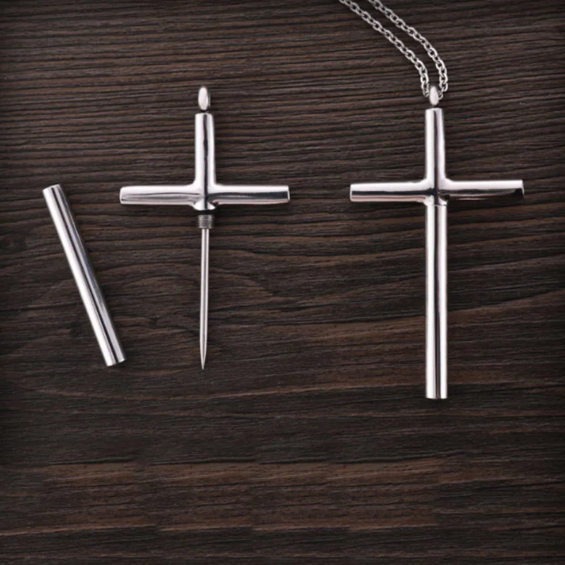 

Outdoor EDC Titanium Steel Toothpick Cross Necklace Personal Safety Supplies For Women Defense Spike Anti-wolf Car Accessories