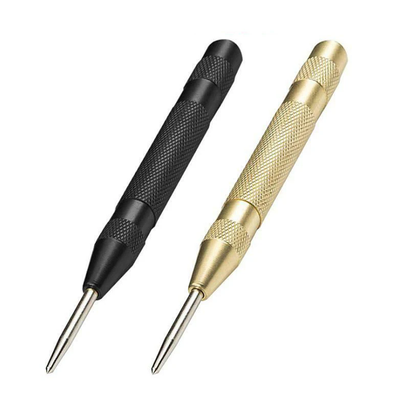 

TOP 2Pcs Heavy Duty Automatic Center Pin Punch Spring Loaded Metal Wood Press Dent Marking Starting Holes Tool