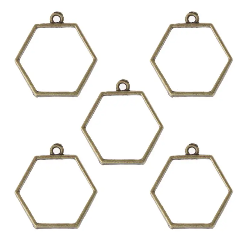 

69HB 5Pcs Hollow Frame Open Back Bezel Pendant UV Resin Pressed Flower Jewelry Making