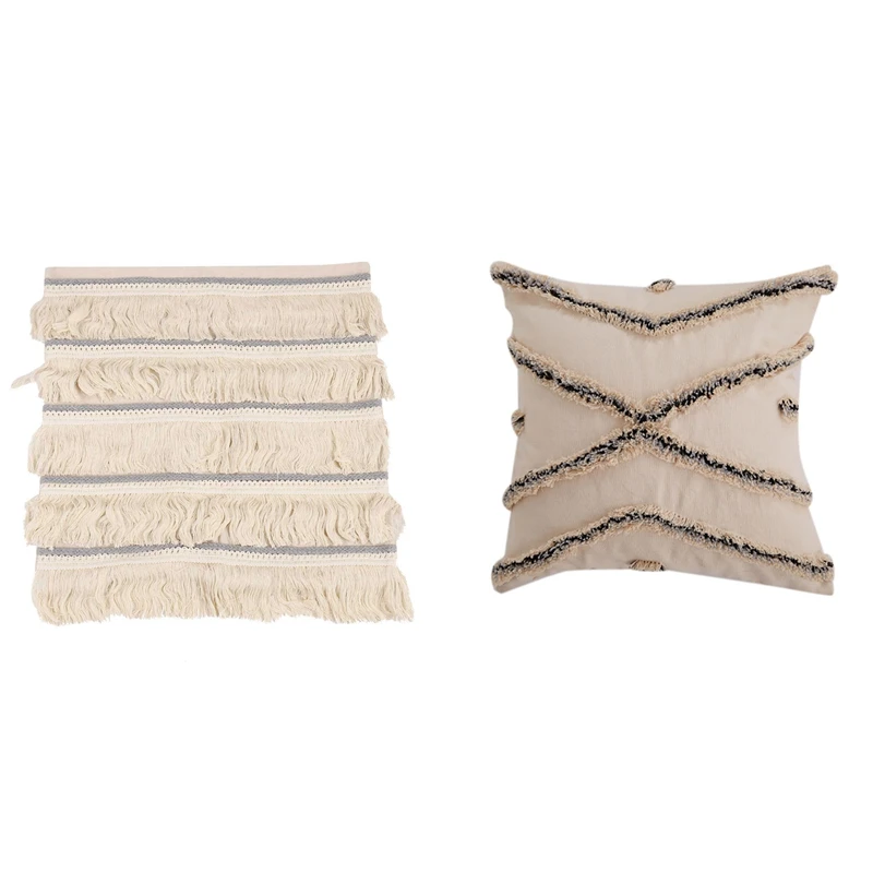 

2 Pcs Pillow Case Cushion Cover Pillowcases Decorative Home Office Pillows Covers, A & B