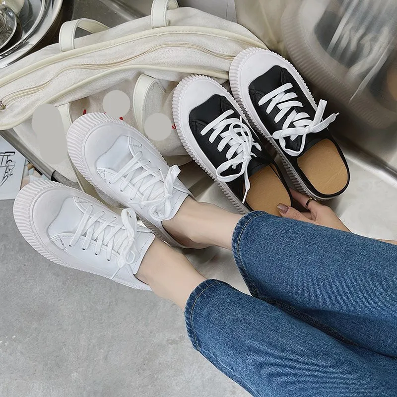 

Cover Toe Slippers Women Summer Female Shoes Loafers Platform Med Slides 2021 Flat Rubber Cross-tied Fabric PU Female Shoes Slip