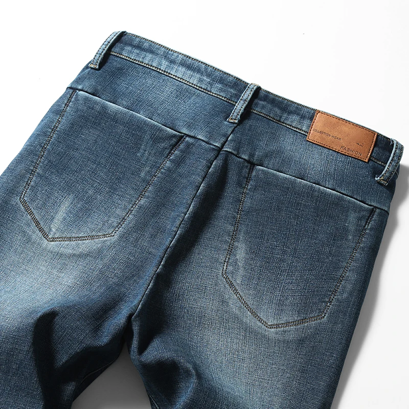 Зимние мужские теплые джинсы шаровары утолщенные джинсовые эластичные