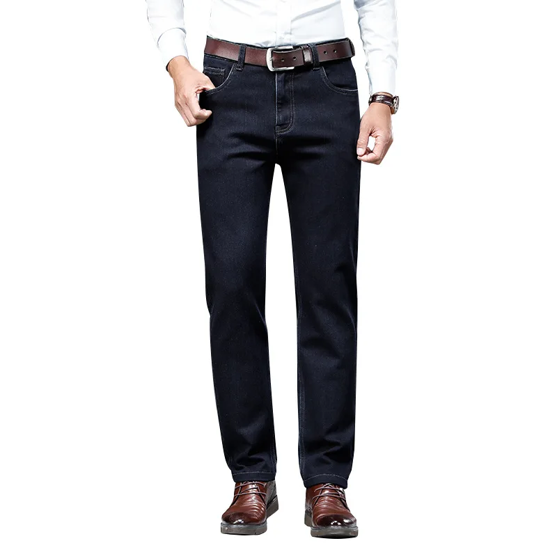 

Luren Men's 2021 New Men's Jeans Autumn and Winter Thick Straight Loose Elastic High-end Casual Trousers