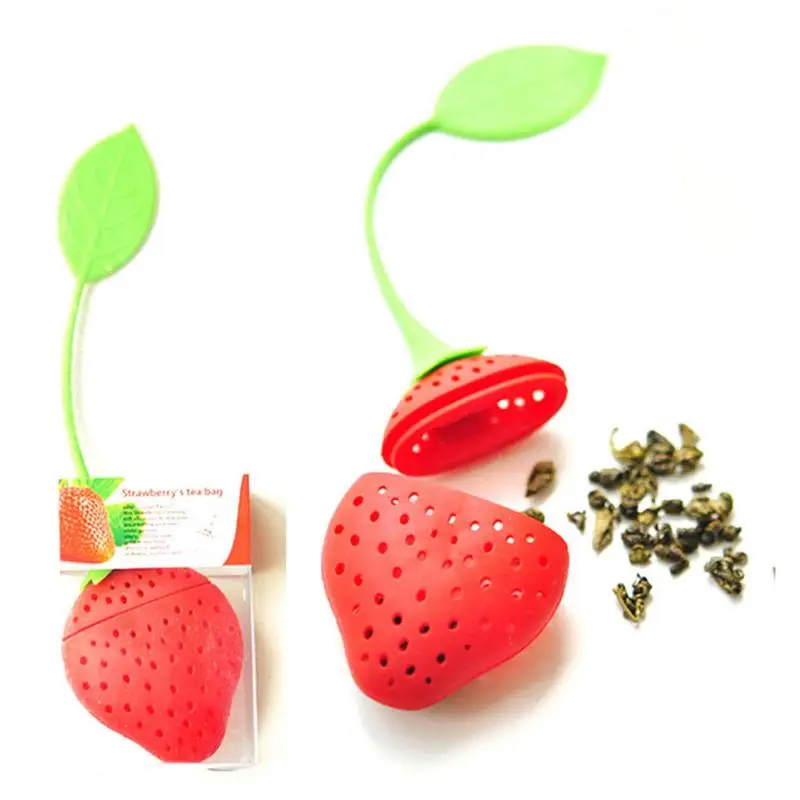 

1 Pcs Strawberry Tea Strainer Tea Infuser Food Grade Silicone Filter Diffuser Creative Bar Tools Kitchen Tea Accessories
