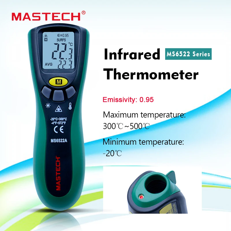 Цифровой ИК термометр MASTECH MS6522A тестер с лазерной указкой Бесконтактный