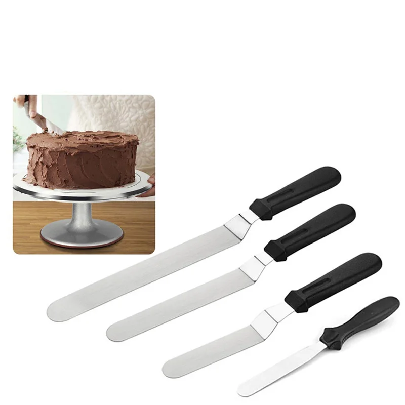 10pcs Stainless Steel Spatula sets Baking Pastry DIY Tools Fondant Cream Mixing Scraper Smooth Cake Trapezoid |