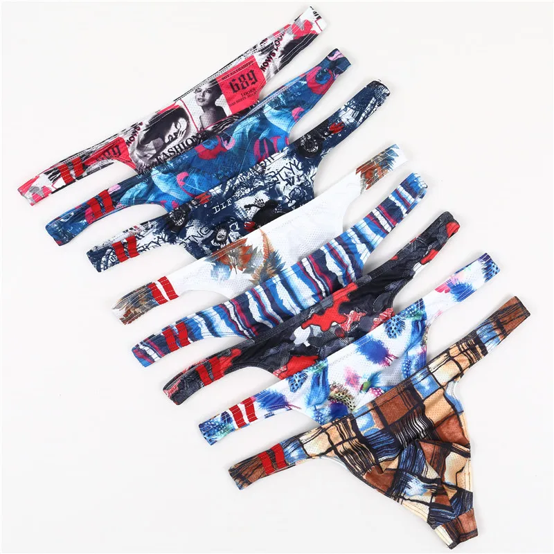 8PCS Mens Briefs Print Fashion Shorts Soft Underwear Printing Underpant Comfortable Underwear Sexy Home Boyshorts Men Panties