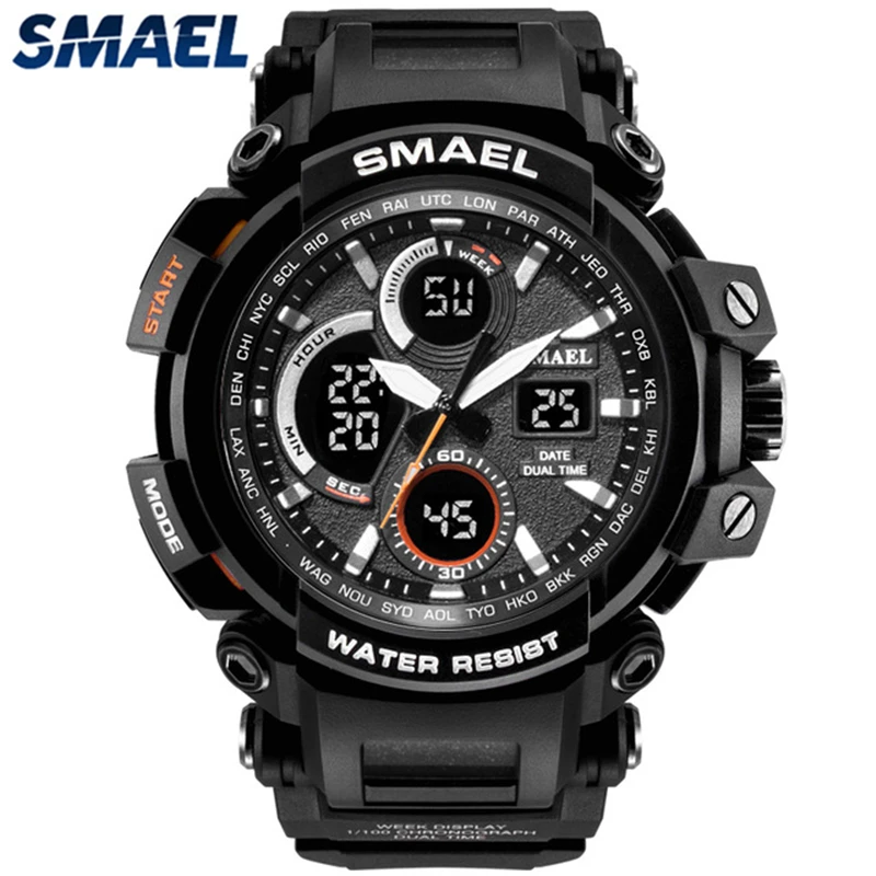 Мужские кварцевые часы Smael люксовый бренд мужские Модные Повседневные цифровые