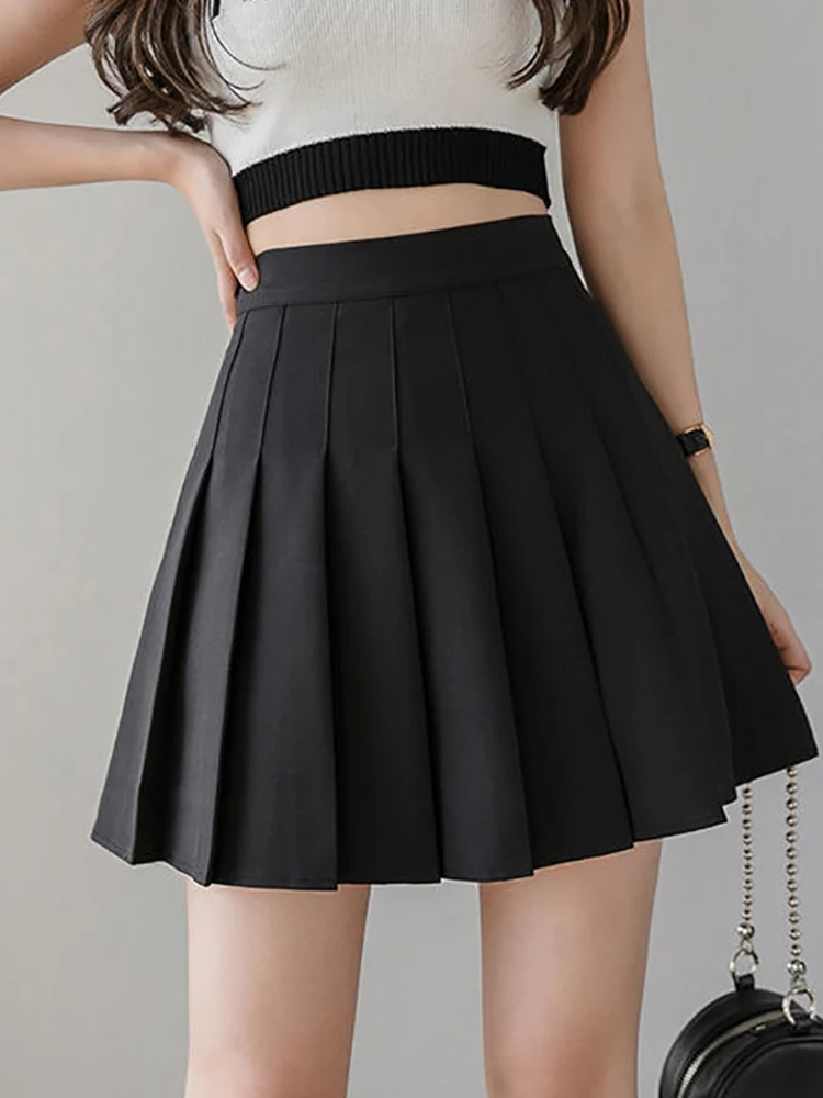 

2021 New Spring Summer High Waisted A-line Skirts Short Skirts Mini Pleated Skirts Fashion Style Woman Clothes Pleated Sexy Hot