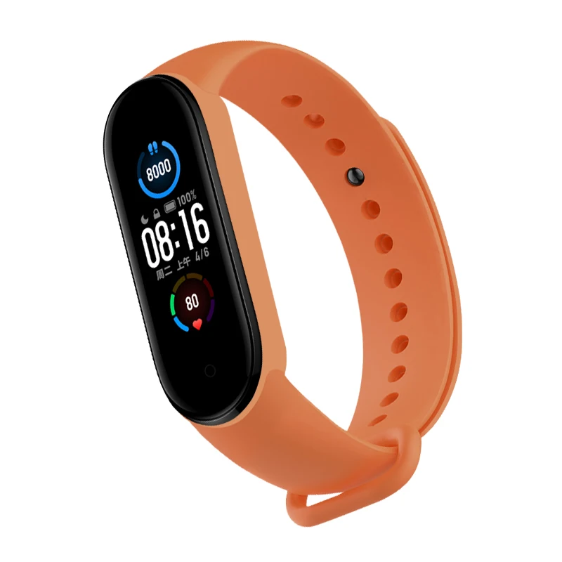 

Portable Fitness Equipment Smart Accessories Pedometers TPU Solid Color Replacement Wristband For Xiaomi Mi Band 6 Strap