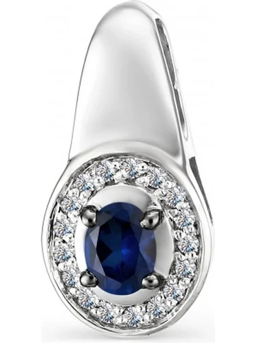 АЛЬКОР Подвеска с сапфиром и бриллиантами из белого золота | Украшения
