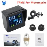 2021 new usb solar charging motorcycle tpms motor tire pressure tyre temperature monitoring alarm system with 2 external sensors