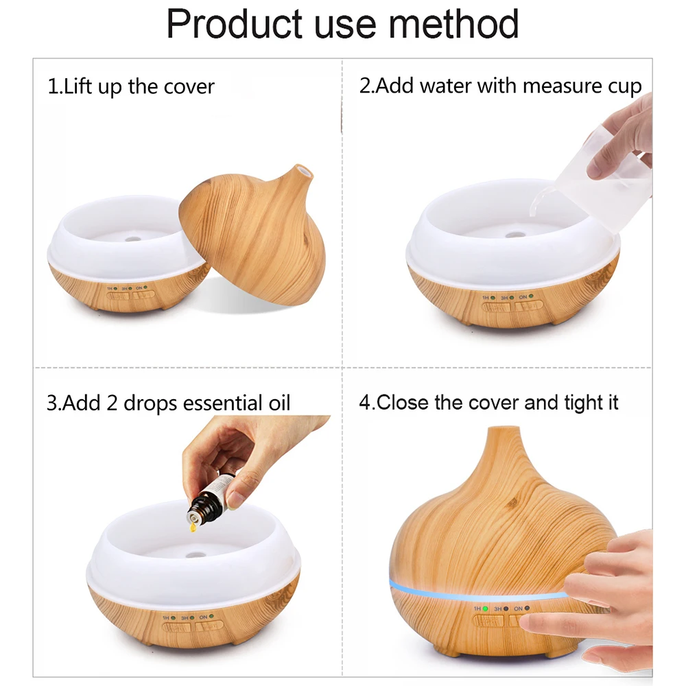 Аромадиффузор с текстурой древесины 150 мл увлажнитель настольный бесшумный