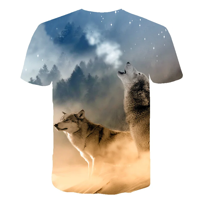 

Summer New O-neck style Harajuku Short Sleeve T-shirt 2019 Fashion kids Casual Tops tee fashion Wolf series 3D Print T-shirt