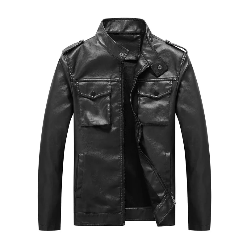 

BOLUBAO Brand Men Fashion Leather Jackets Autumn Men's Solid Color Leather Jacket Pocket Zipper Biker Leather Jacket Coat Male