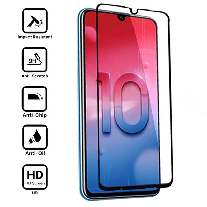 Закаленное Полное клеевое стекло для Honor 10 Lite Защитное Huawei Honer 10i 20i lite P Smart