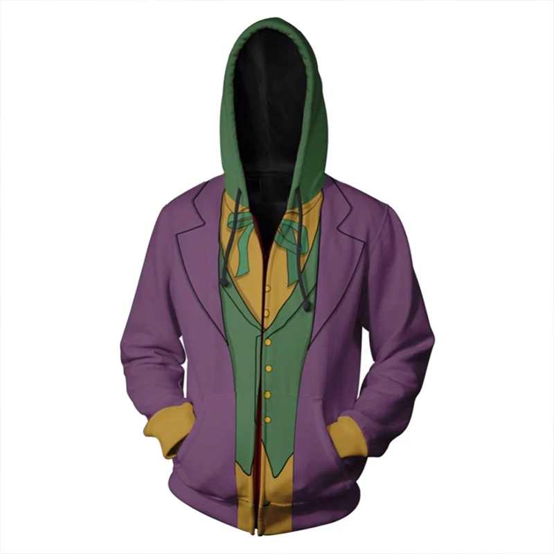 Мужская толстовка с капюшоном Arkham Asylum Cosplay Joker на молнии куртка унисекс осеннее