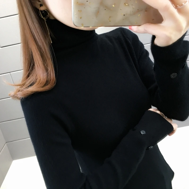 

1528242 [No.3, row 8, middle hall] actual photo of new stacker collar solid color button cover bottoming sweater 2020jd