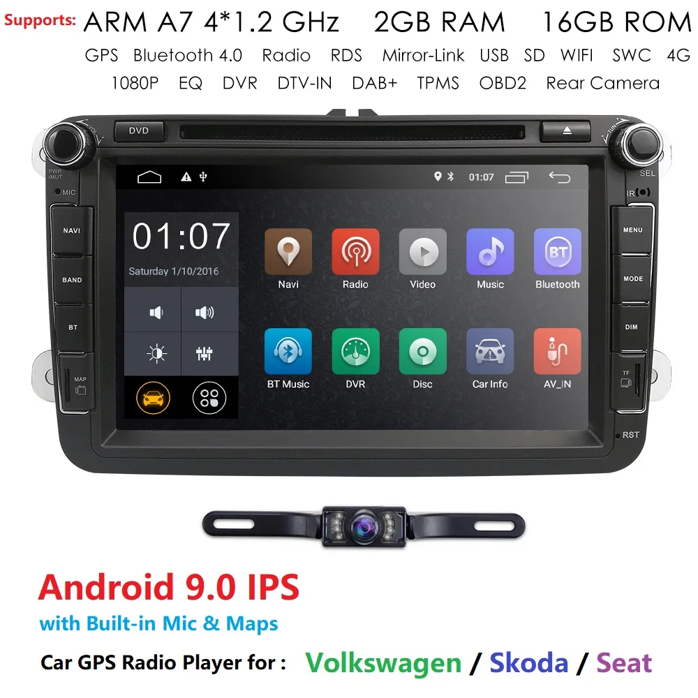 Автомобильный Android 9 0 2 Din радио gps Мультимедиа для Volkswagen Skoda Octavia golf 5 6 touran passat B6 polo