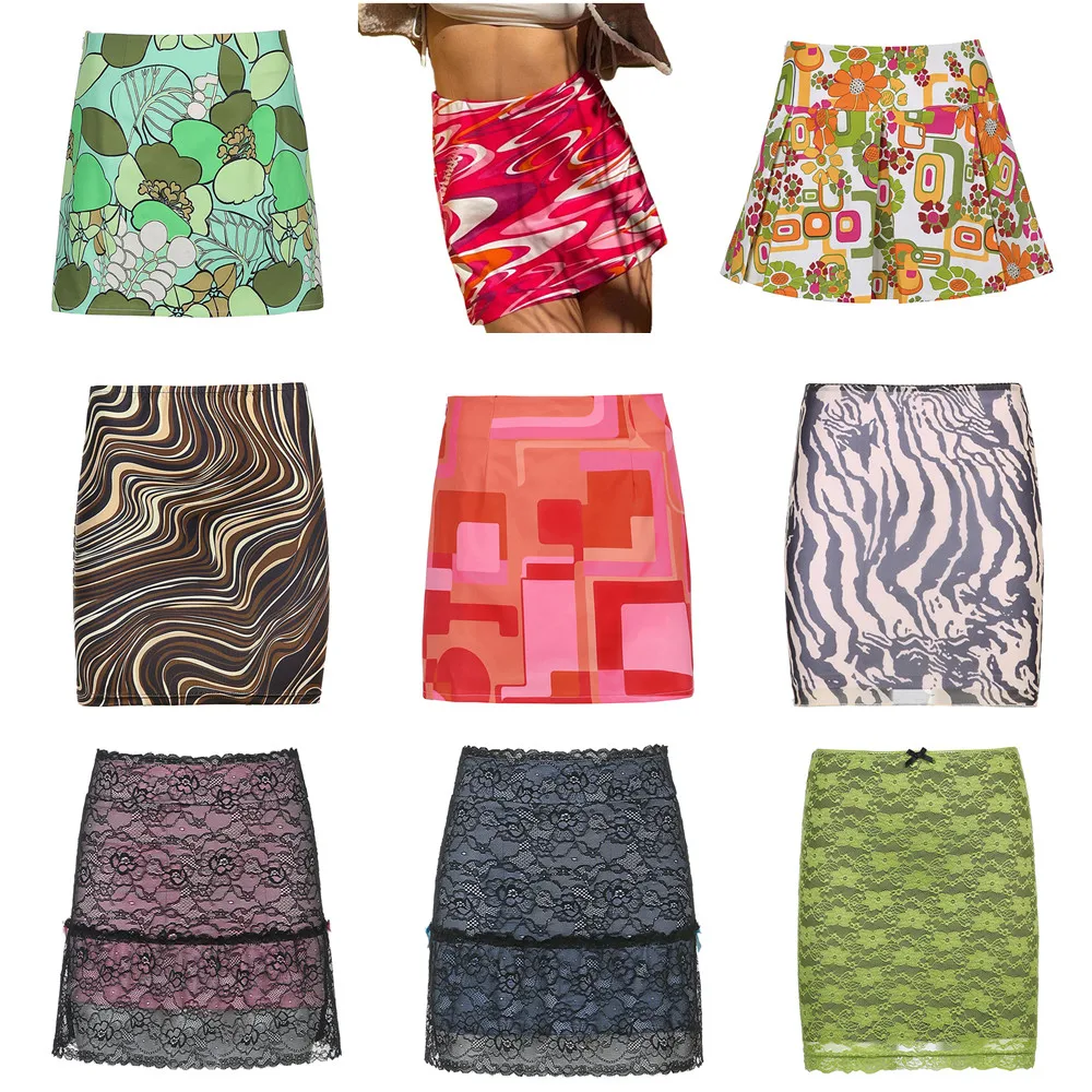 

YiYiMiYu Harajuku Print Korean Cute Mini Skirts Women Summer Clubwear Aesthetic 2000s Outfits Streetwear Fashion Skirts