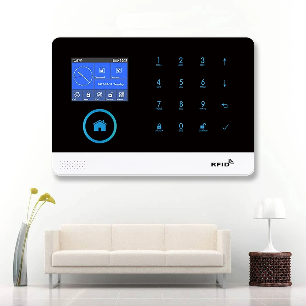 GT APP пульт дистанционного управления Аварийная панель переключаемая 8 языков беспроводная домашняя безопасность wifi GSM GPRS сигнализация Система RFID карта снятие с охраны