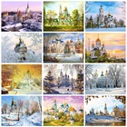 Evershine Алмазная вышивка церковь 5D DIY Алмазная мозаика пейзаж зима вышивка крестиком картина стразы декор для дома