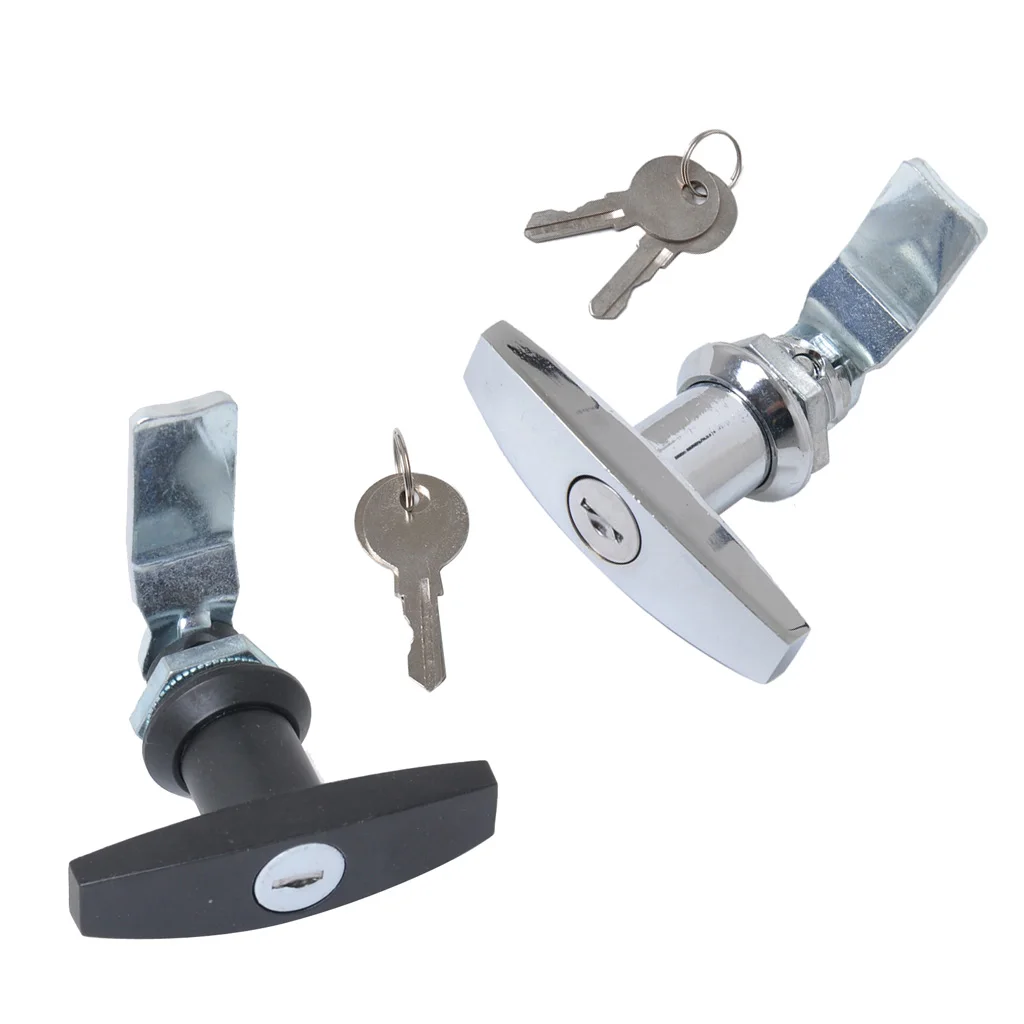 2 пакета Keyed замок двери гаража T Handle сборка для трейлера караван RV Toolbox хром +