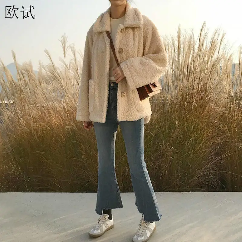 

Искусственный мех, плотное зимнее пальто с плюшевым мишкой, 2021, осенняя теплая меховая куртка с искусственным мехом и пальто для женщин, вер...